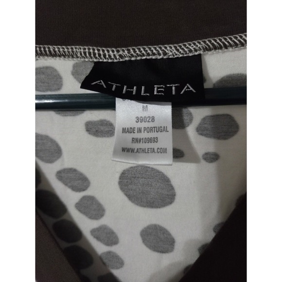 Athleta Shift Dress Geometric Dots, White & Brown, Medium - Picture 2 of 5